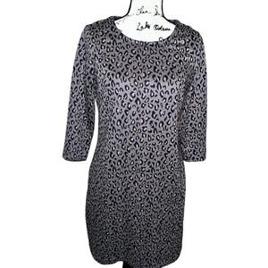 NICOLE MILLER ORIGINAL DRESS POCKETS 3/4 SLV GRAY BLACK PINK M Retail $180